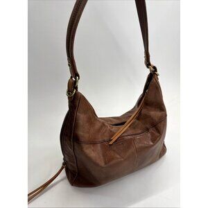 Vintage HOBO Leather Bag Soft Brown Hide Slouchy Shoulder Handbag Purse Boho